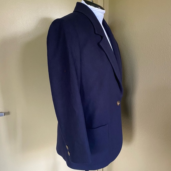 NEW Vintage Lands End with Tags Wool Cashmere Navy Single Button Blazer - Picture 5 of 17